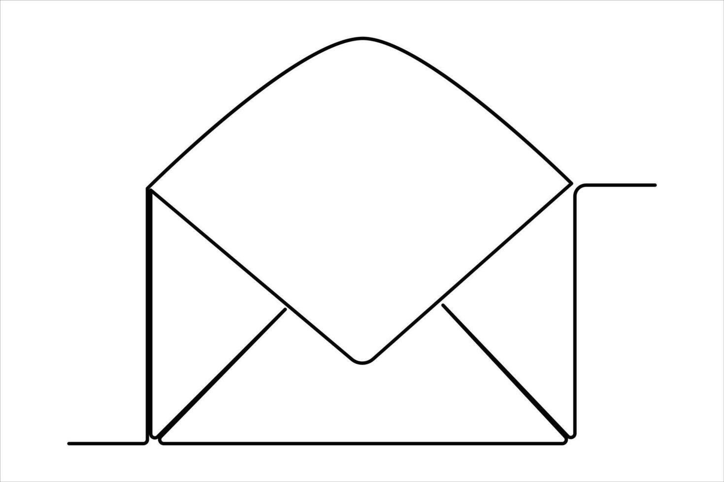 Continuous one line email outline hand drawn symbol art illustration vector