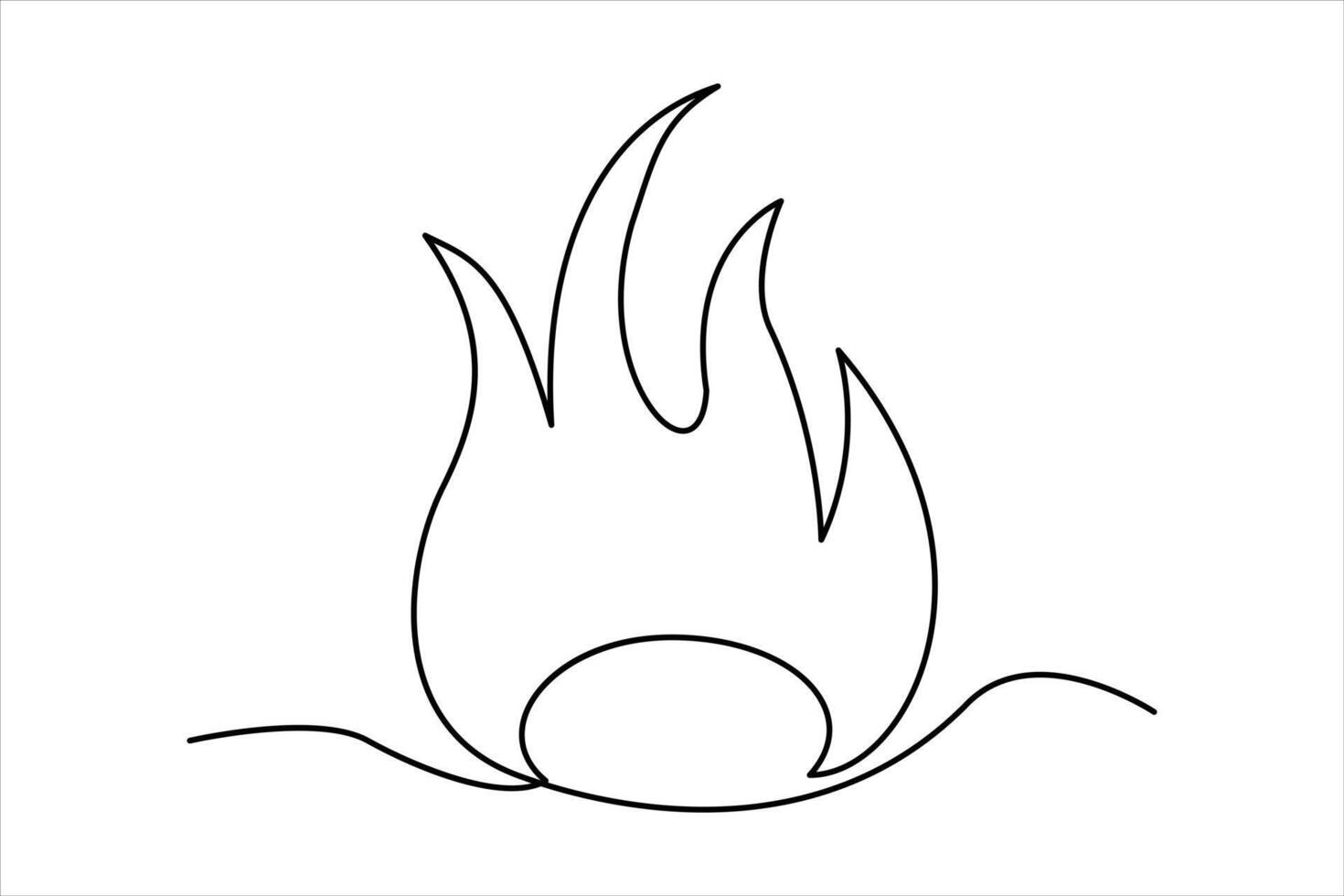 Continuous one line drawing fire art illustration of white background vector