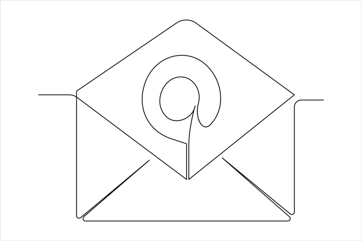 Continuous one line email outline hand drawn symbol art illustration vector