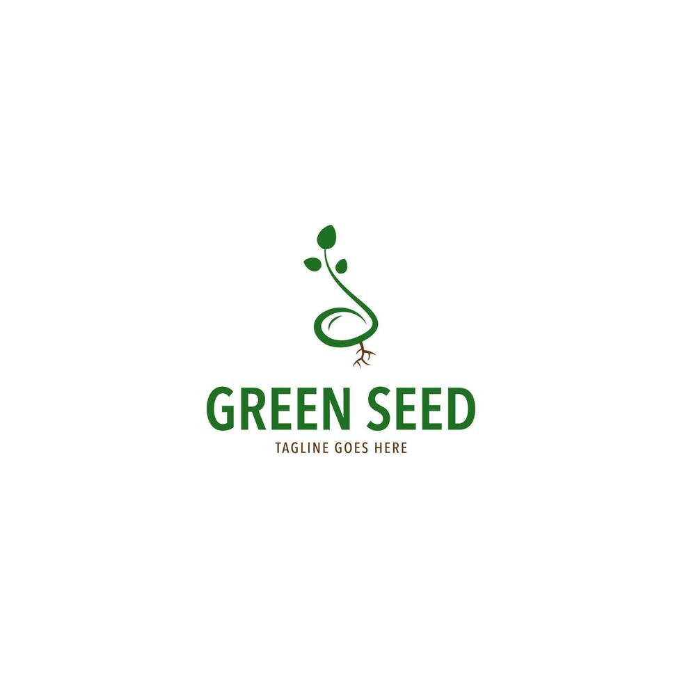 Green seed nature logo icon design template illustration idea vector