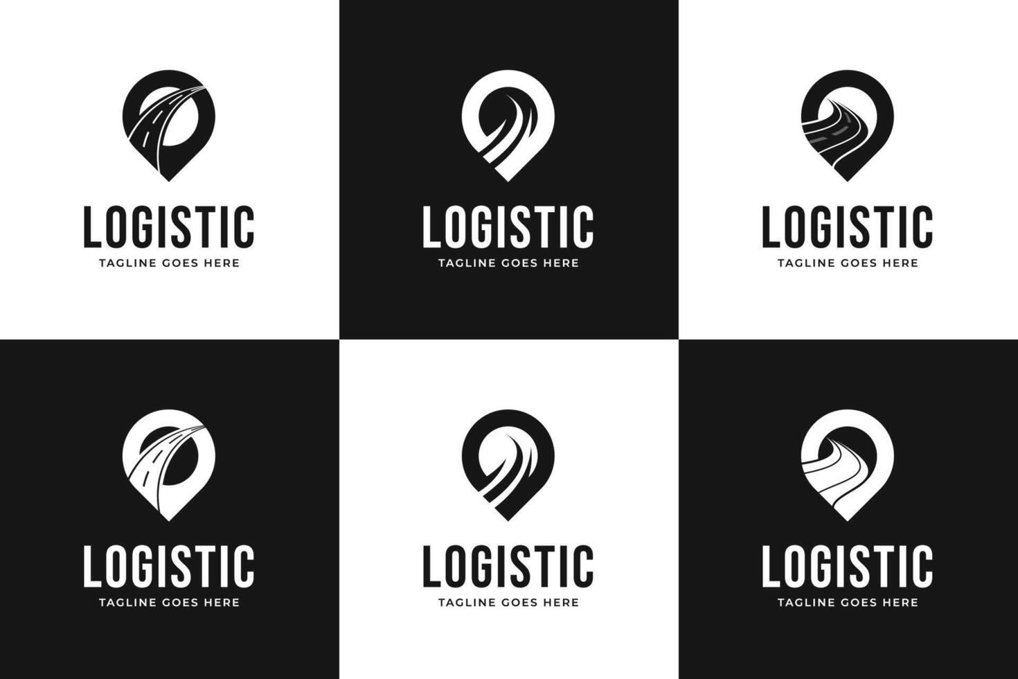 conjunto de ubicación logo con la carretera icono para viaje y logística diseño modelo ilustración vector