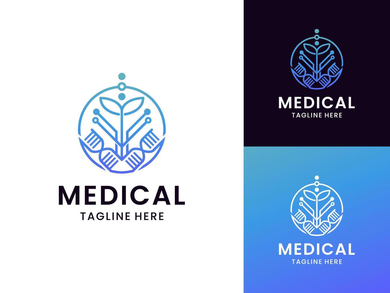 Modern futuristic minimalist line art medical logo design vector