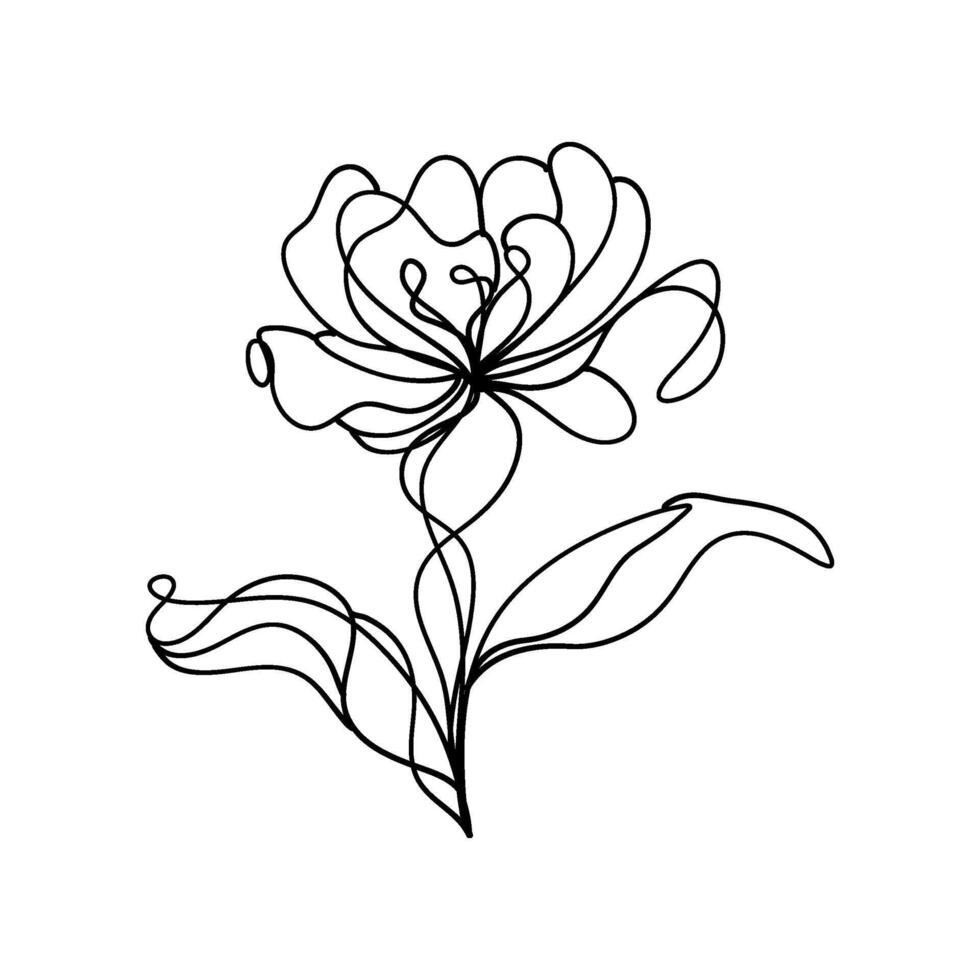 Minimalist Aesthetic Flower Tulip Doodle Print for Home Decor vector