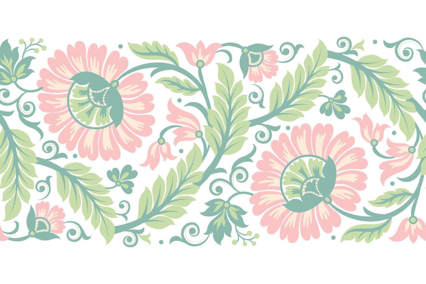 Floral seamless background Geometric ethnic oriental ikat seamless pattern traditional Design for background,carpet,wallpaper,clothing, wrapping,Batik,fabric, illustration embroidery style. vector