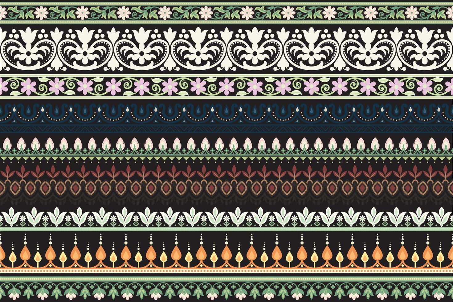 Set lace floral design elements floral seamless background. pattern geometric ethnic lace pattern design floral embroidery for textile fabric printing wallpaper carpet. Embroidery neck vector
