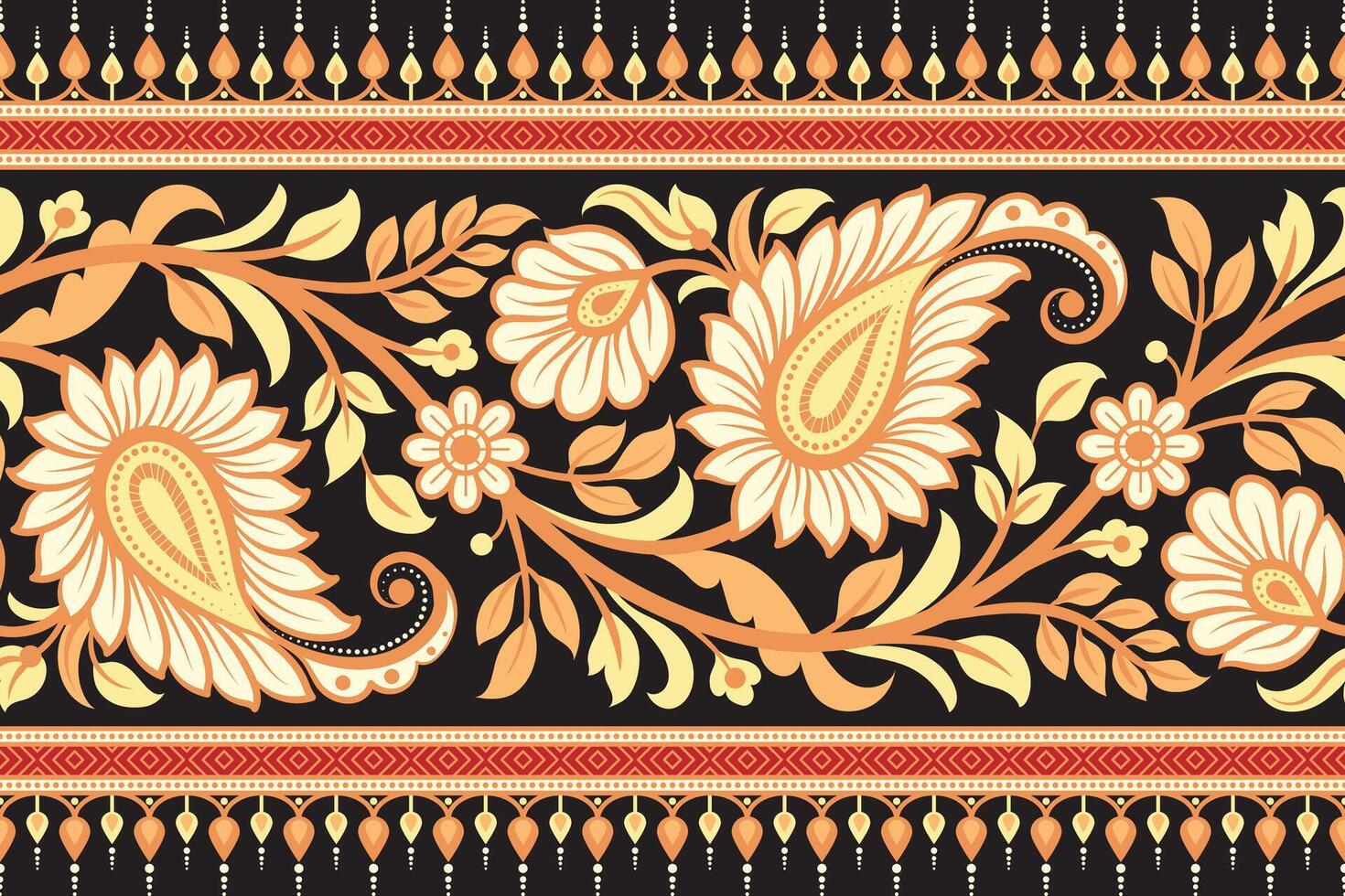 Floral seamless background Geometric ethnic oriental ikat seamless pattern traditional Design for background,carpet,wallpaper,clothing, wrapping,Batik,fabric, illustration embroidery style. vector