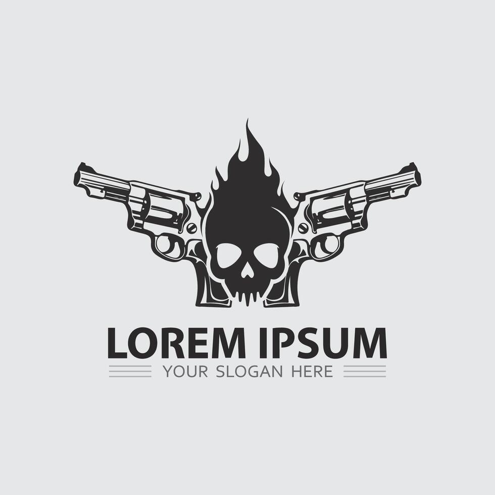 Gun logo icon and tactical design guns illustration vector