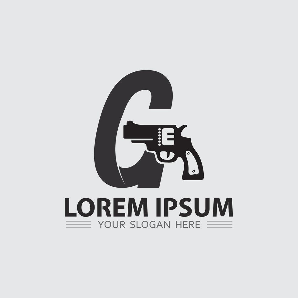 Gun logo icon and tactical design guns illustration vector