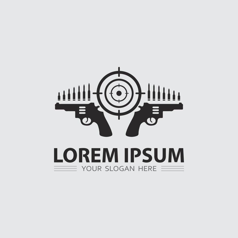 Gun logo icon and tactical design guns illustration vector