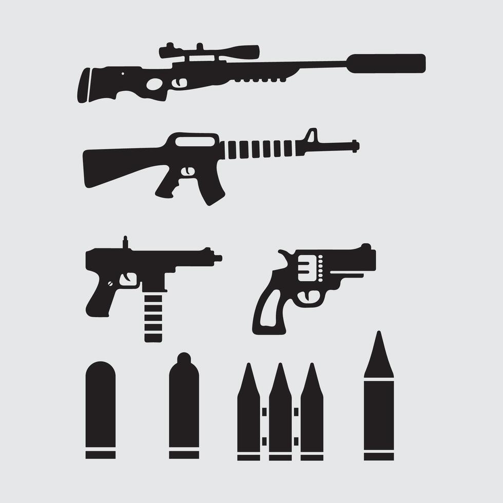 pistola logo icono y táctico diseño pistolas ilustración vector