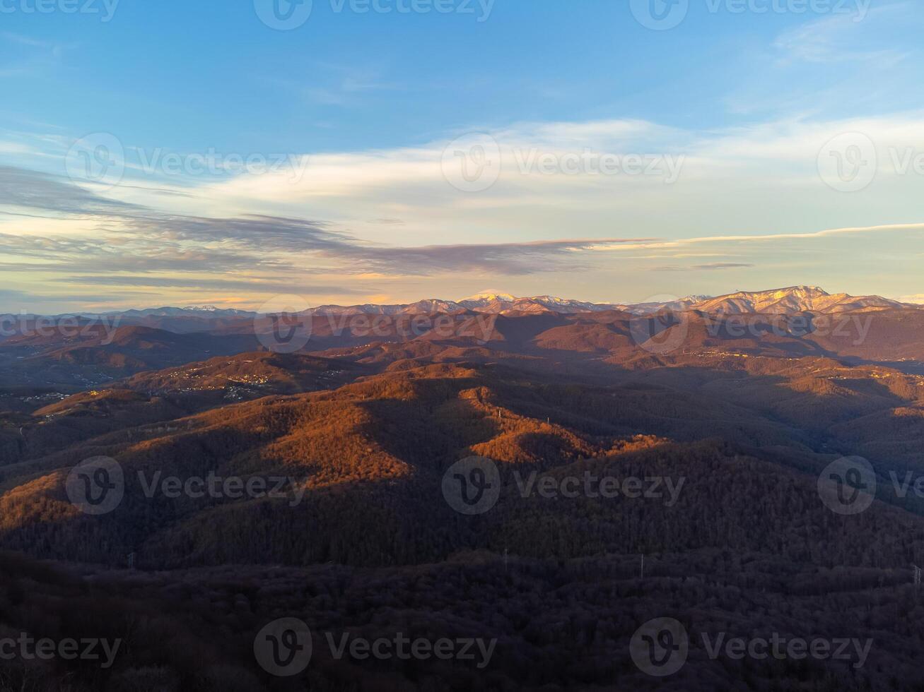 Mount Akhun tower offers stunning views of mountains and autumn landscape. photo