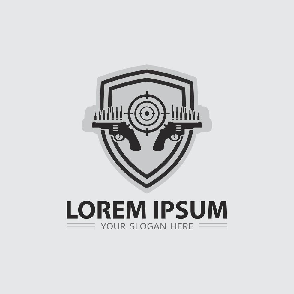 Gun logo icon and tactical design guns illustration vector
