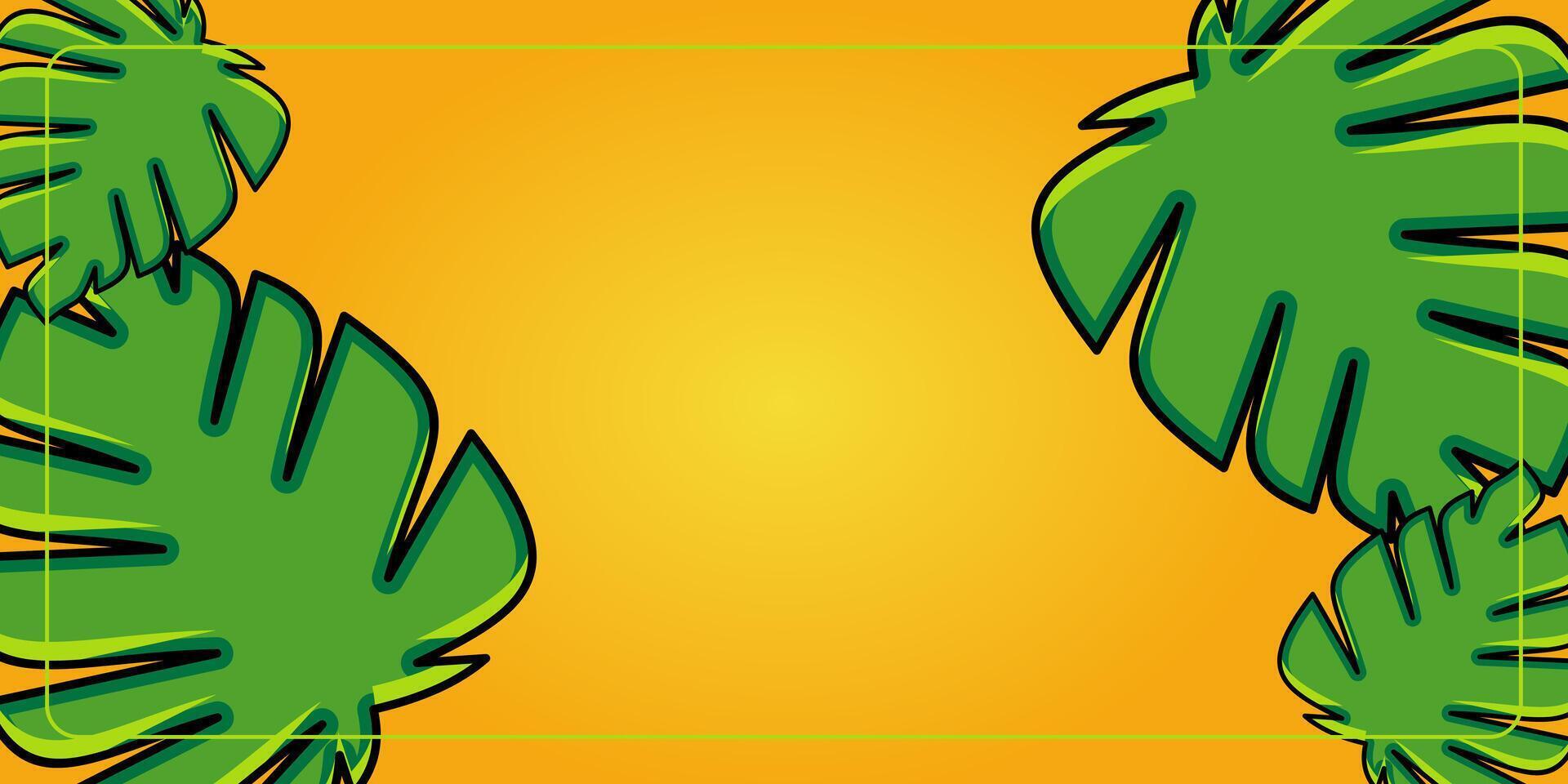 orange earth day background and leaf ornaments, free copy space area. Template for banner, poster, social media, web. vector