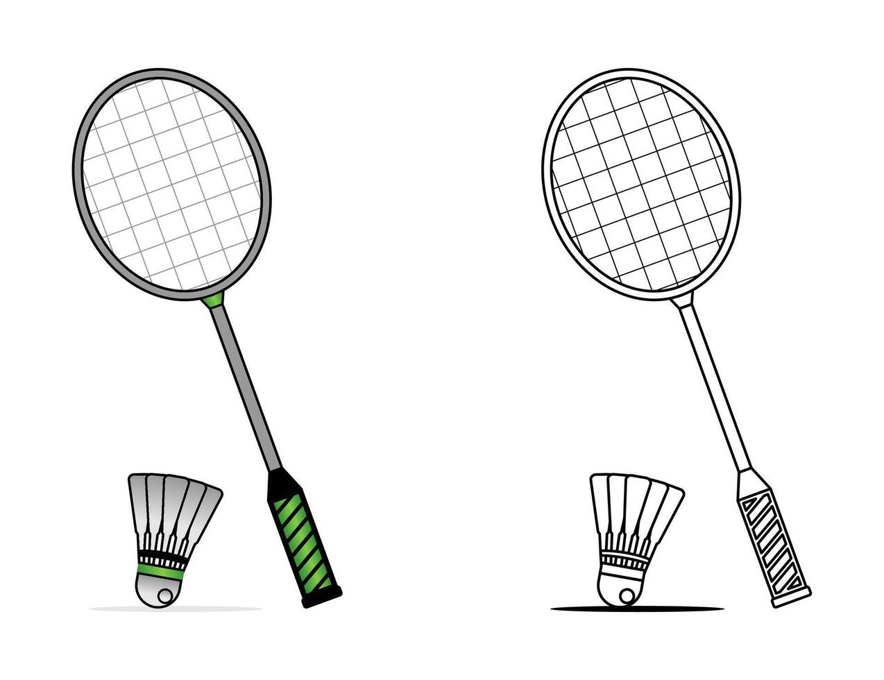 illustration of badminton racket and shuttlecock. vector