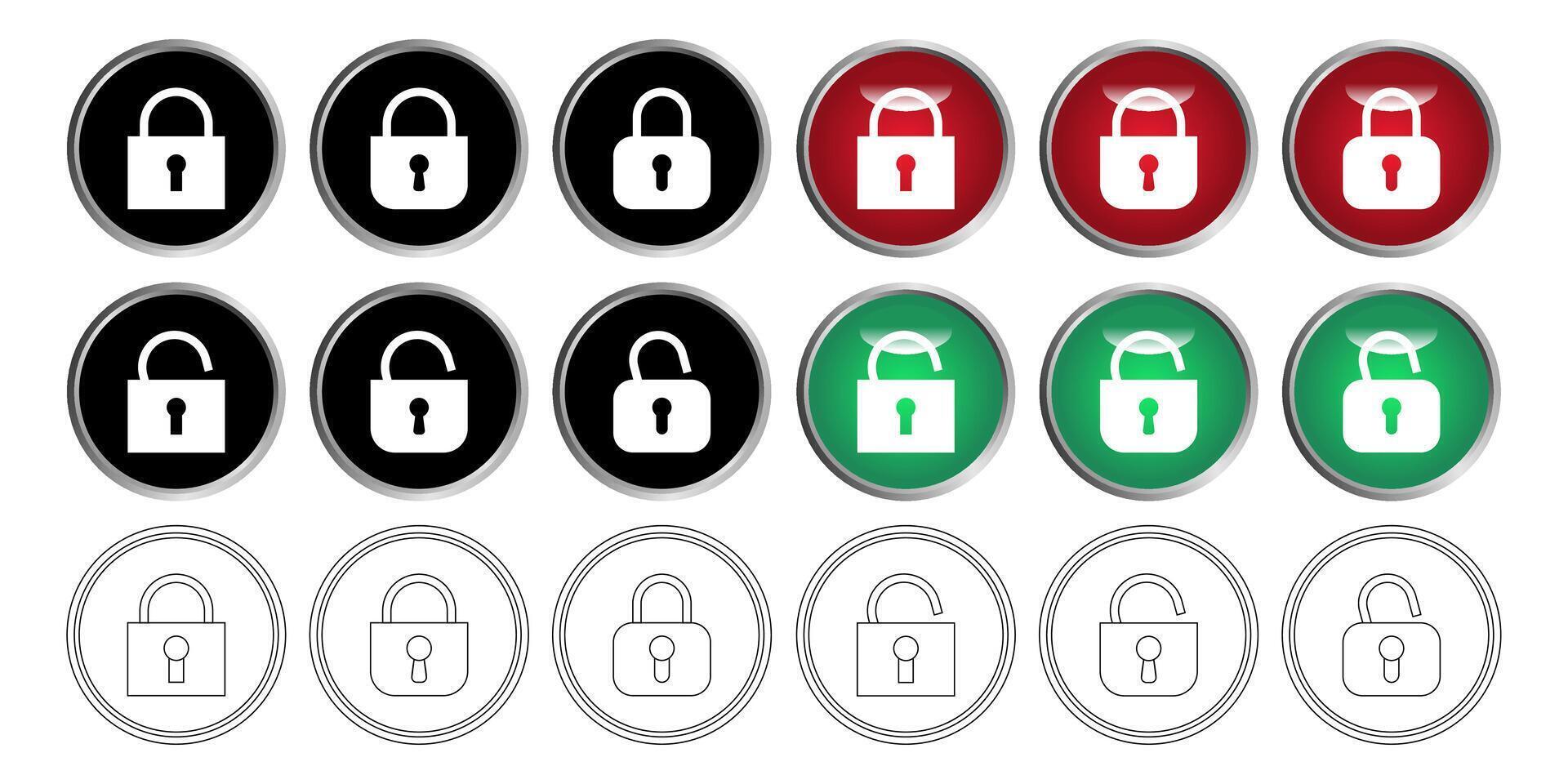 Set of Locking and Unlocking Button Icons. Accessibility Symbol. Design can be Edited vector