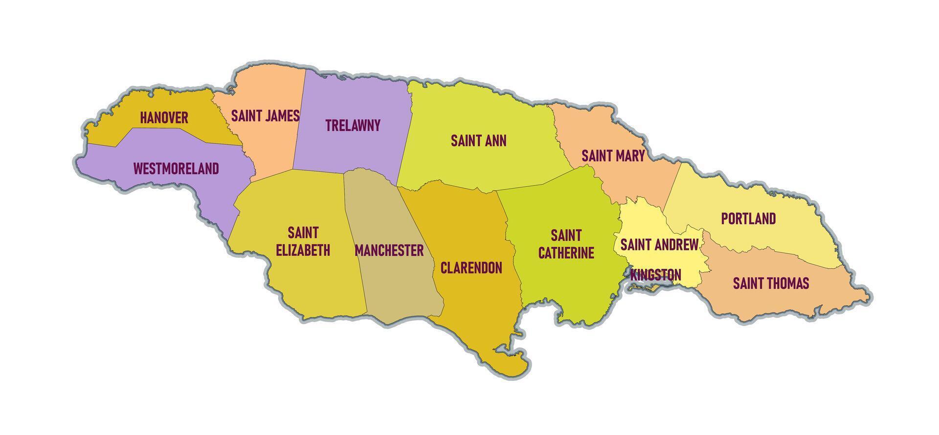 Map of Jamaica Administrative vector