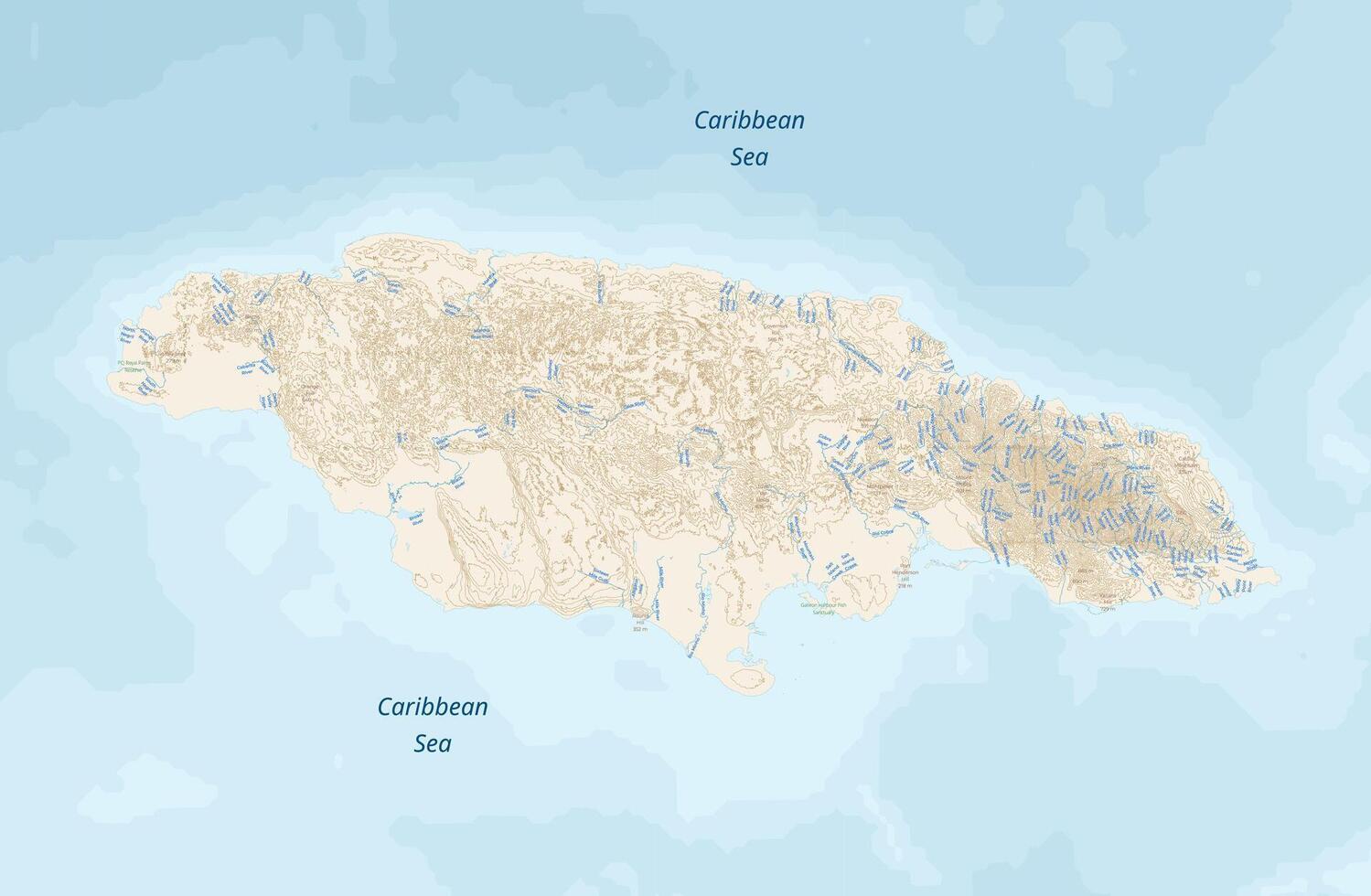 Map of Jamaica physical vector