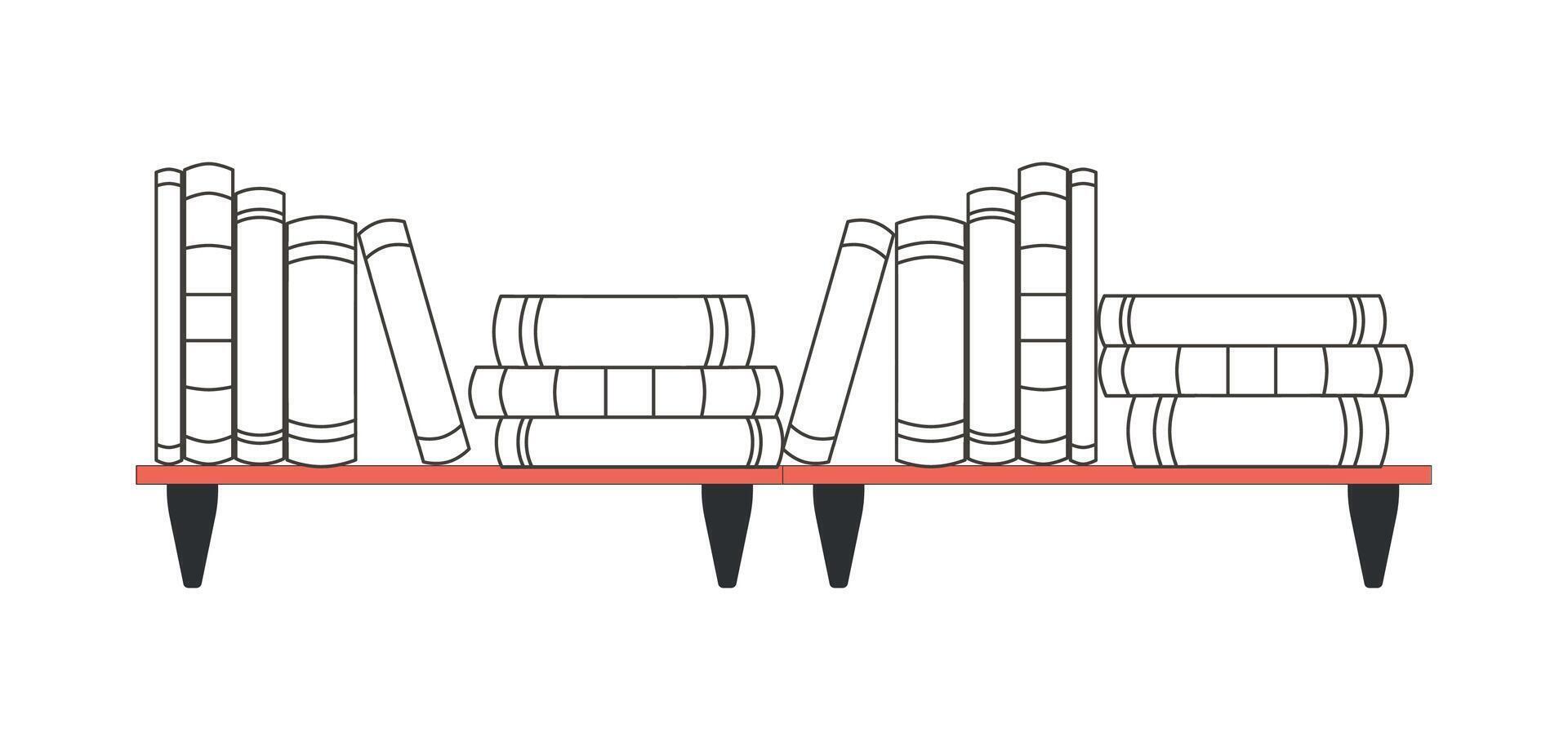 Books on shelves. graphics vector