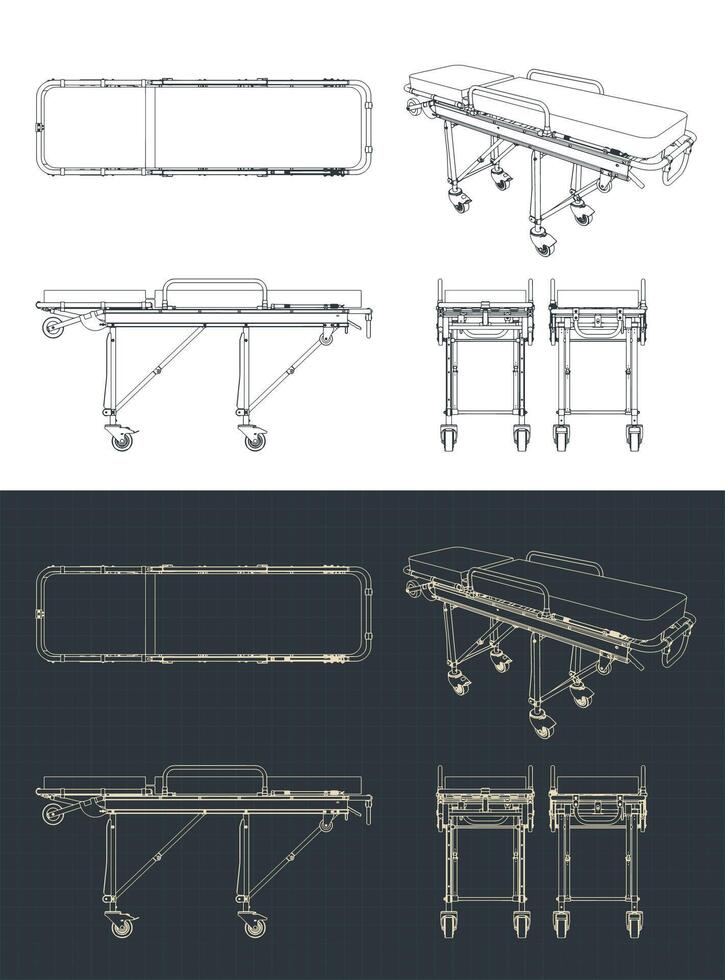 Stretchers blueprints illustrations vector