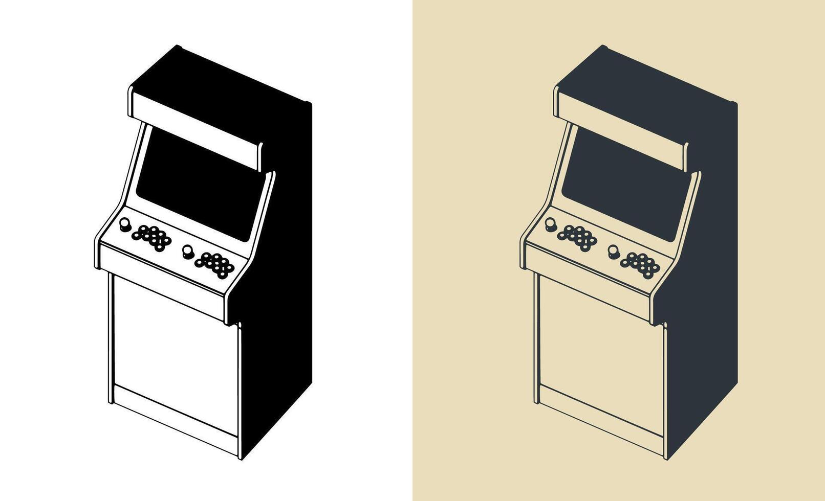 retro arcada juegos gabinete ilustraciones vector