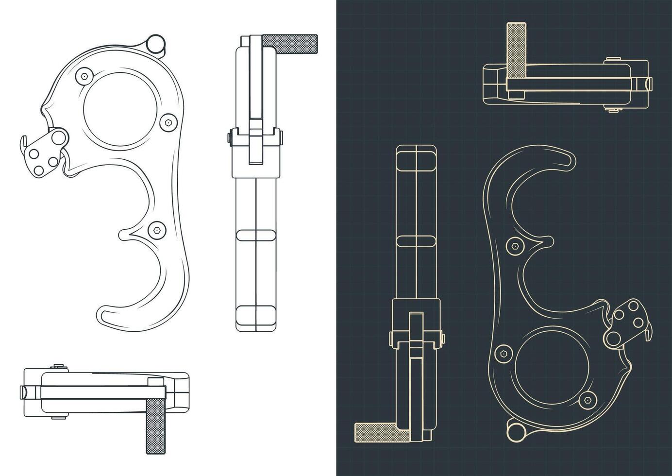 Archery release blueprints vector