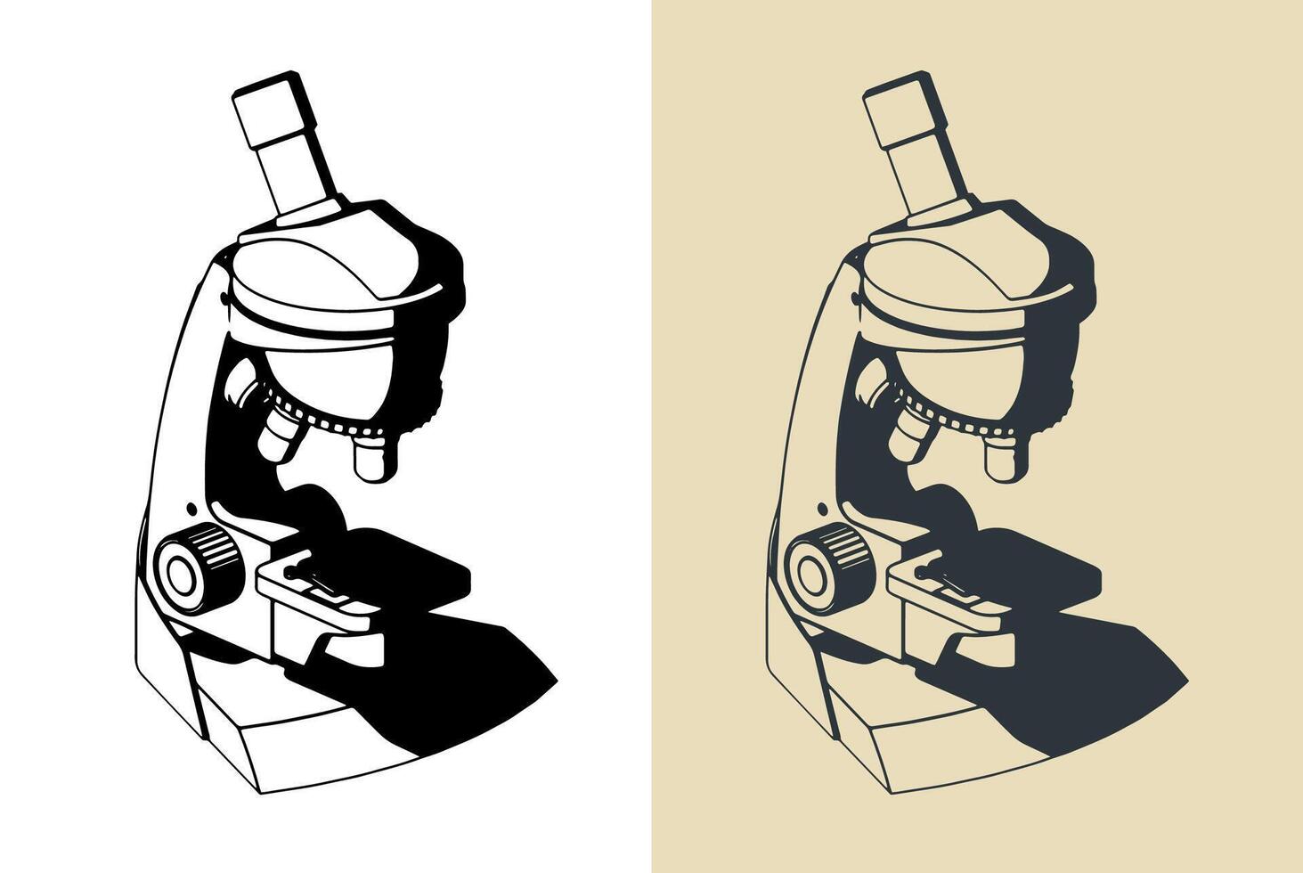 Stylized illustrations of microscope vector