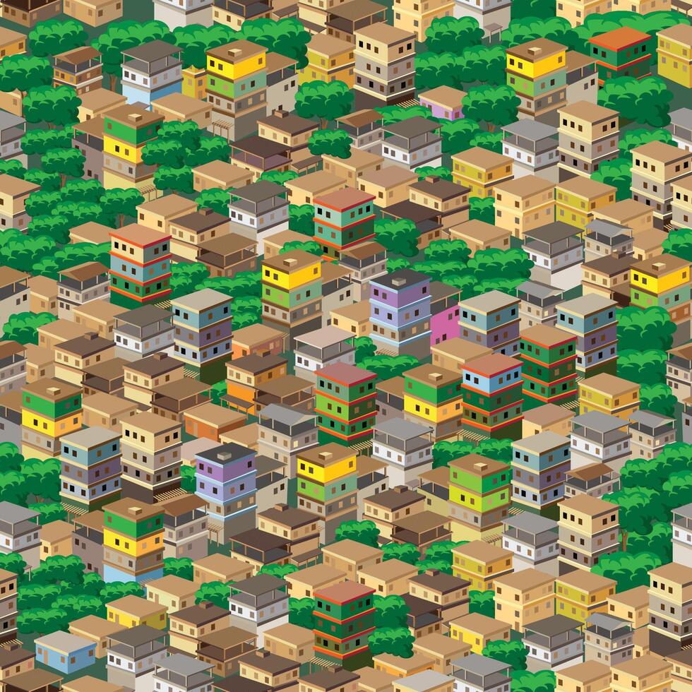 A town surrounded by plants vector