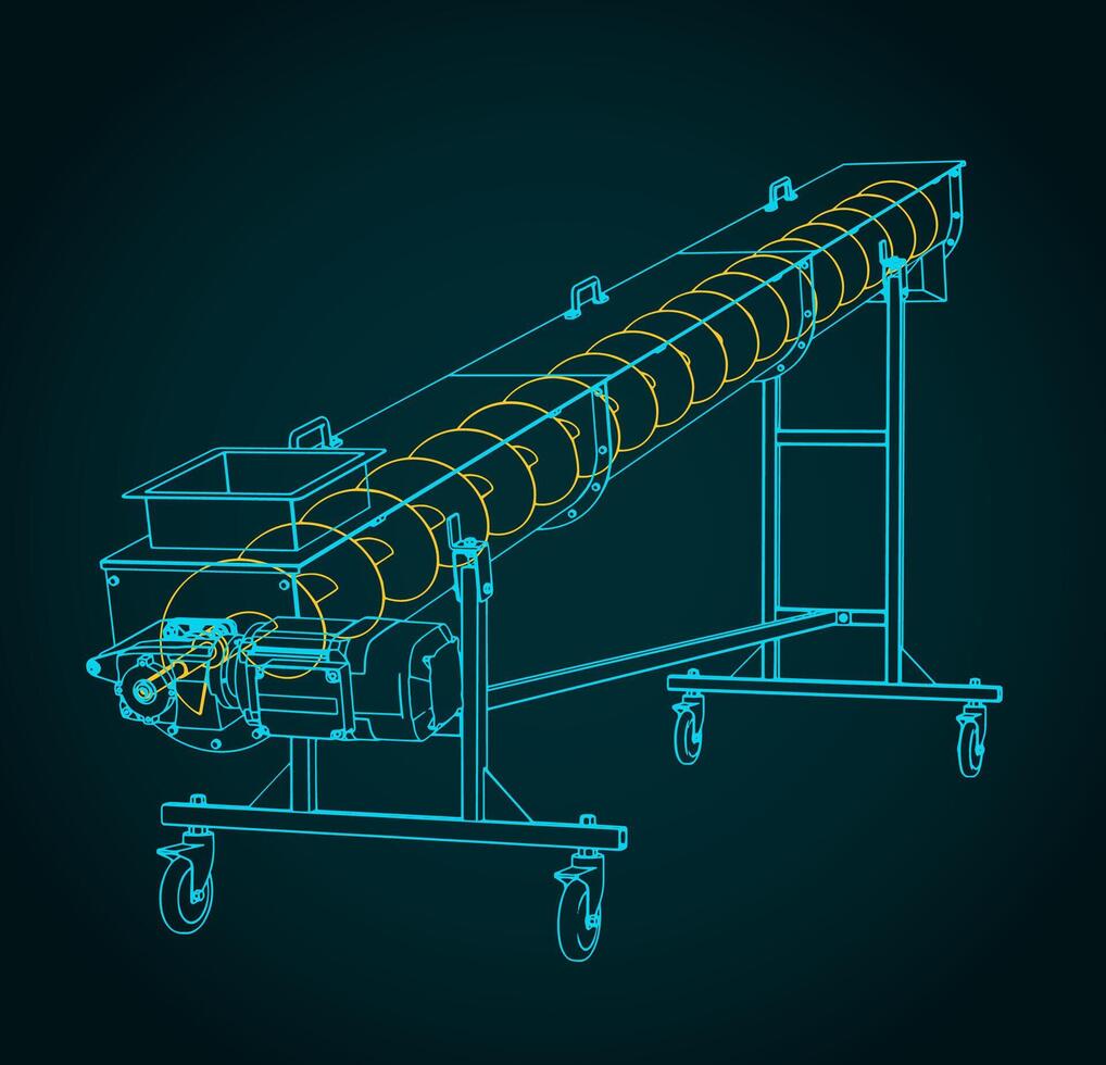 móvil tornillo transportador isométrica Plano vector