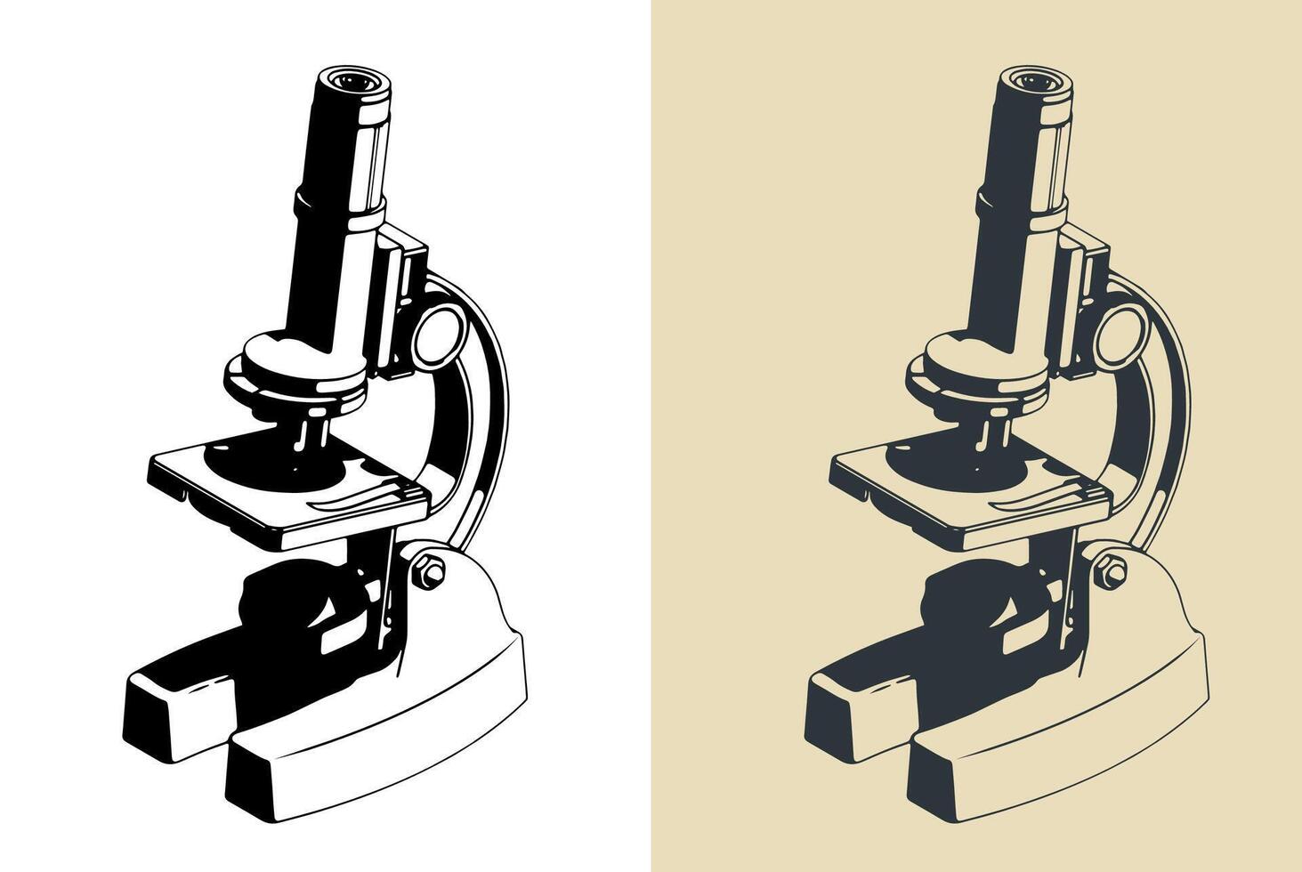 Stylized illustrations of microscope vector