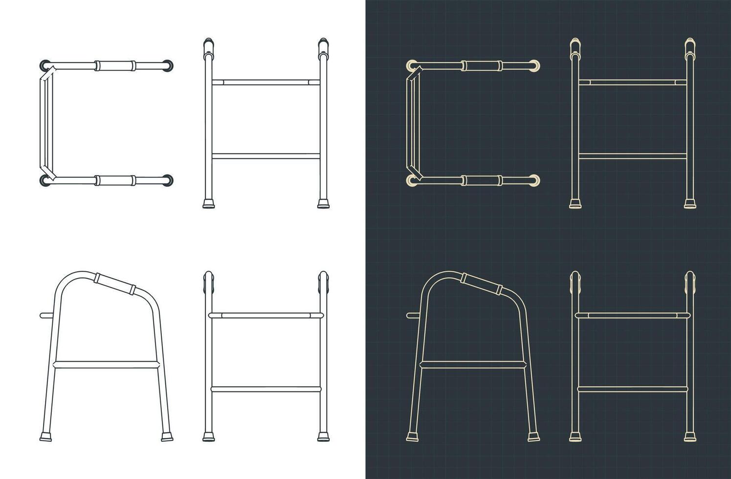 Walking aid blueprint vector