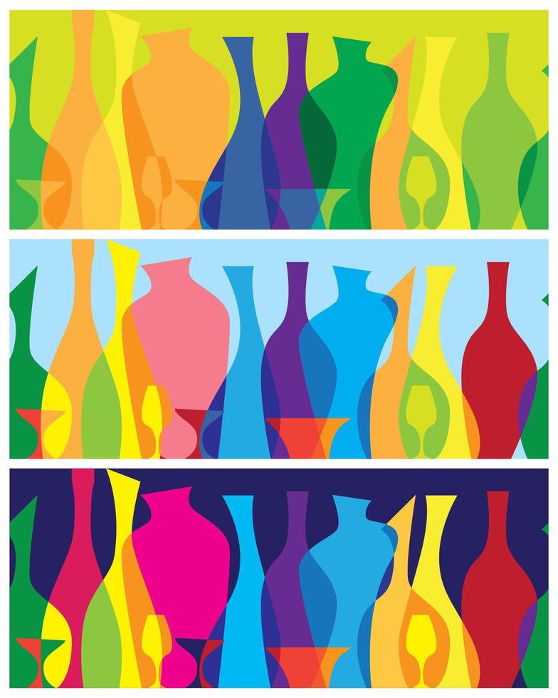 Seamless horizontal pattern of stylized abstract dishes vector