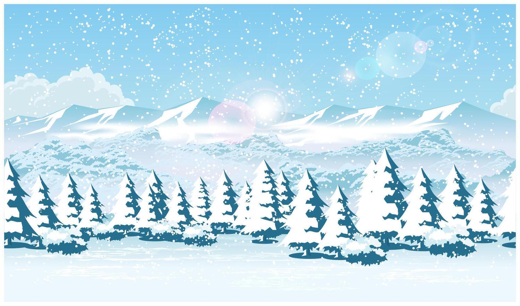 winter forest landscape vector