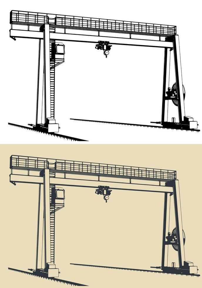 Gantry crane illustrations vector