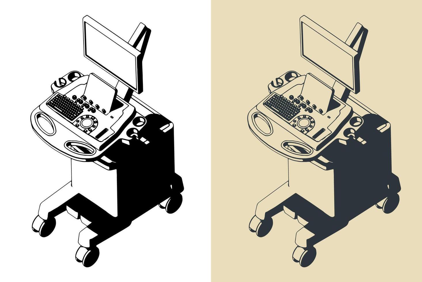 Ultrasound machine illustrations vector