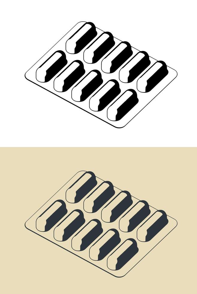 Blister of pills illustrations vector