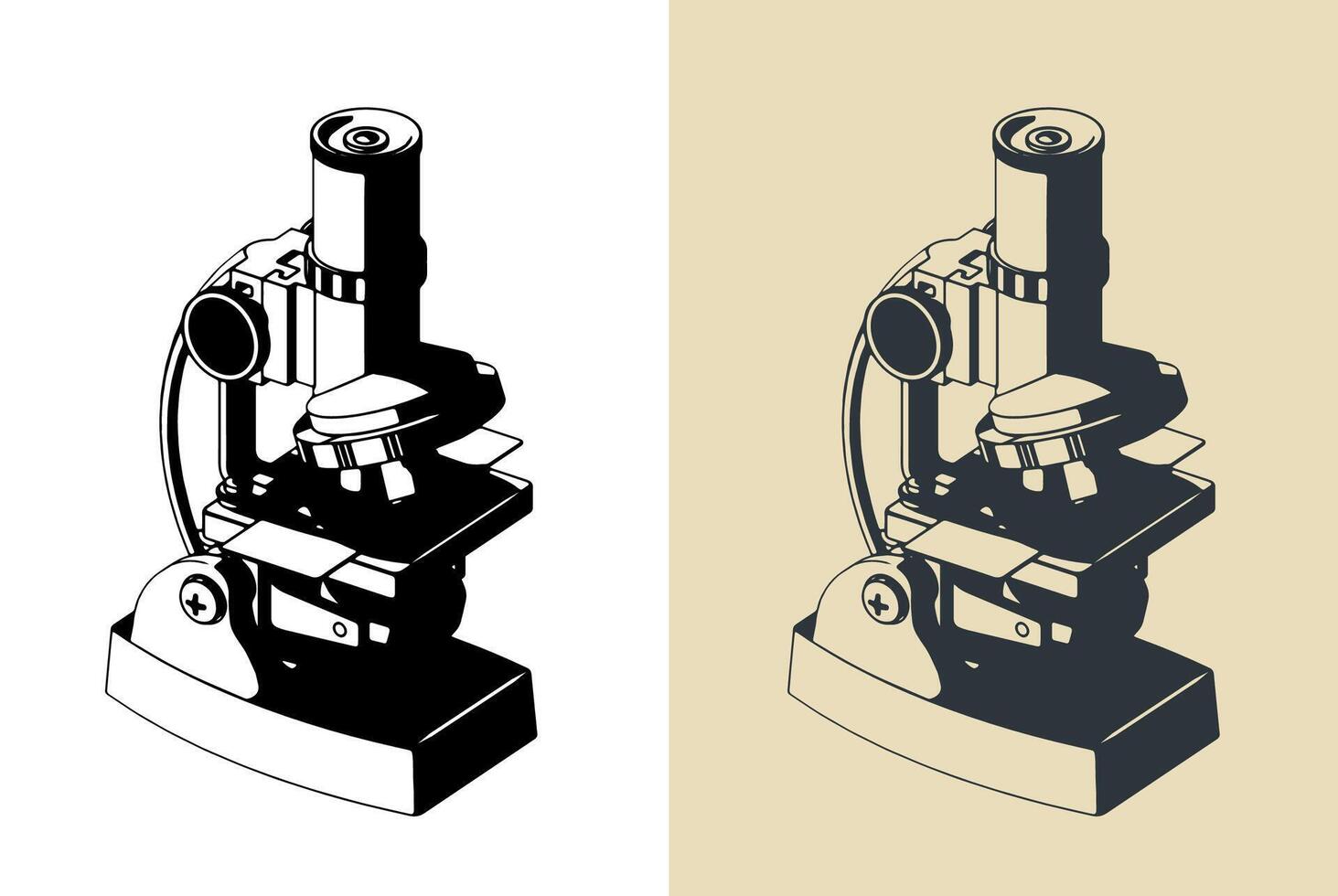Stylized illustrations of microscope vector
