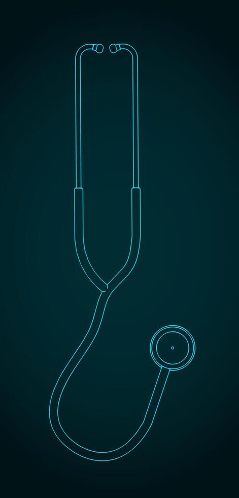 Stethoscope isometric blueprint vector