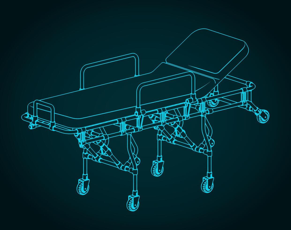 Stretchers isometric blueprint vector