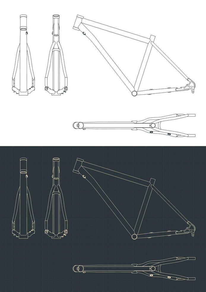 Bicycle frame blueprints vector