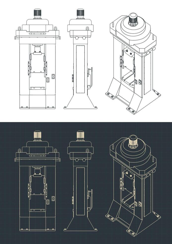 Punch machine drawings vector