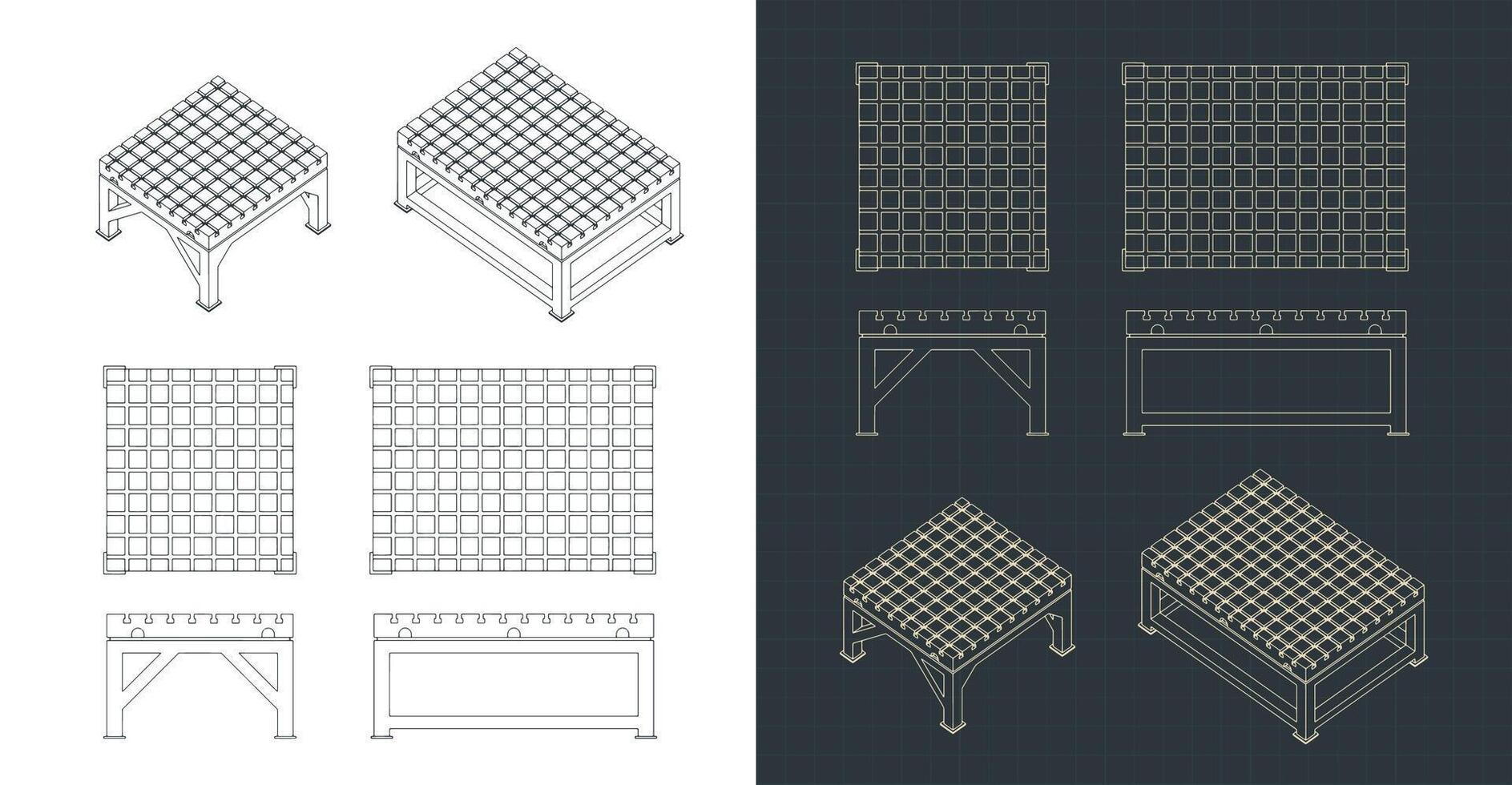 Welding tables blueprints vector