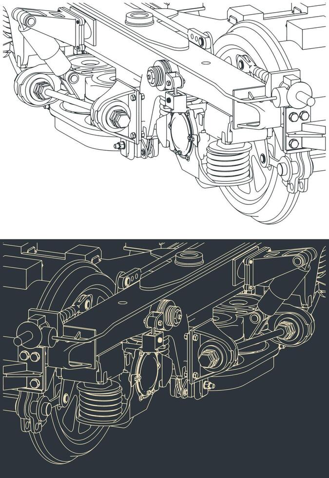 Railway bogie close up vector