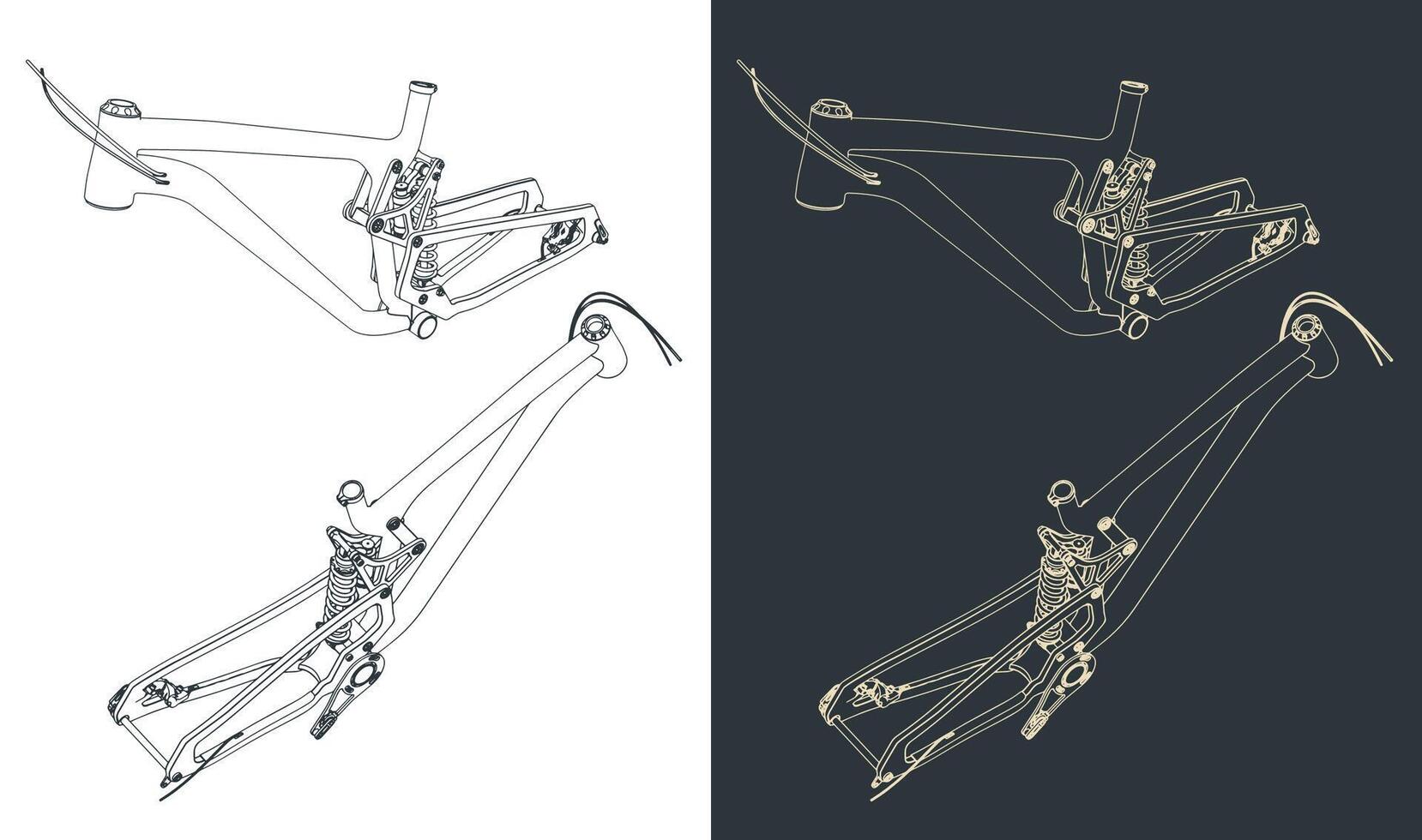 Bicycle frame drawings vector