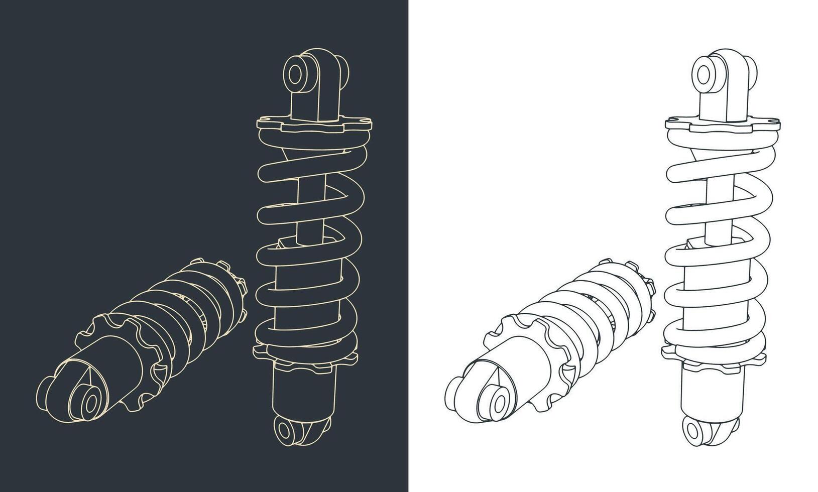 Bike rear swingarm shock drawings vector