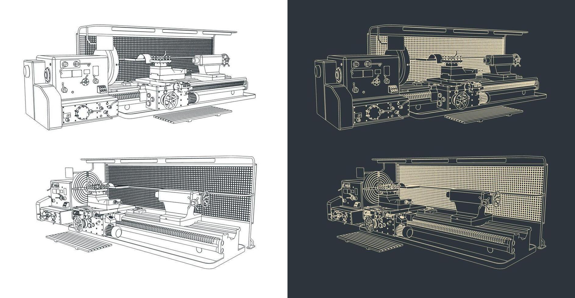 Milling machine illustrations vector