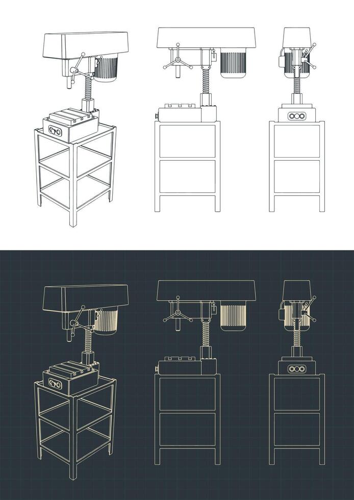 Drilling machine drawings vector