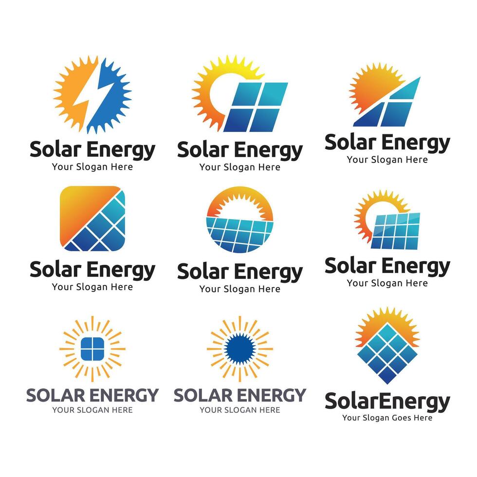 Dom solar energía logo diseño modelo. conjunto de solar panel logotipos vector