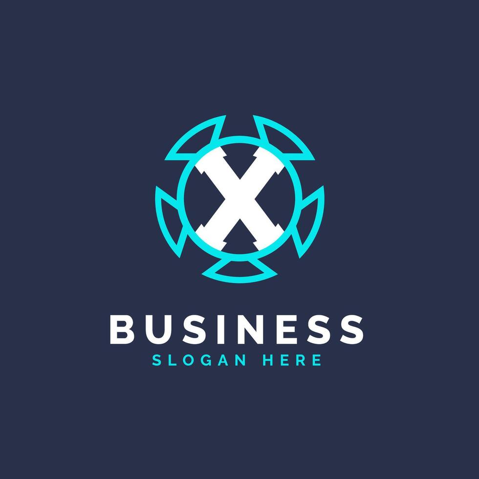Letter X Technology Logo Design, Modern Alphabet X Logo Template vector