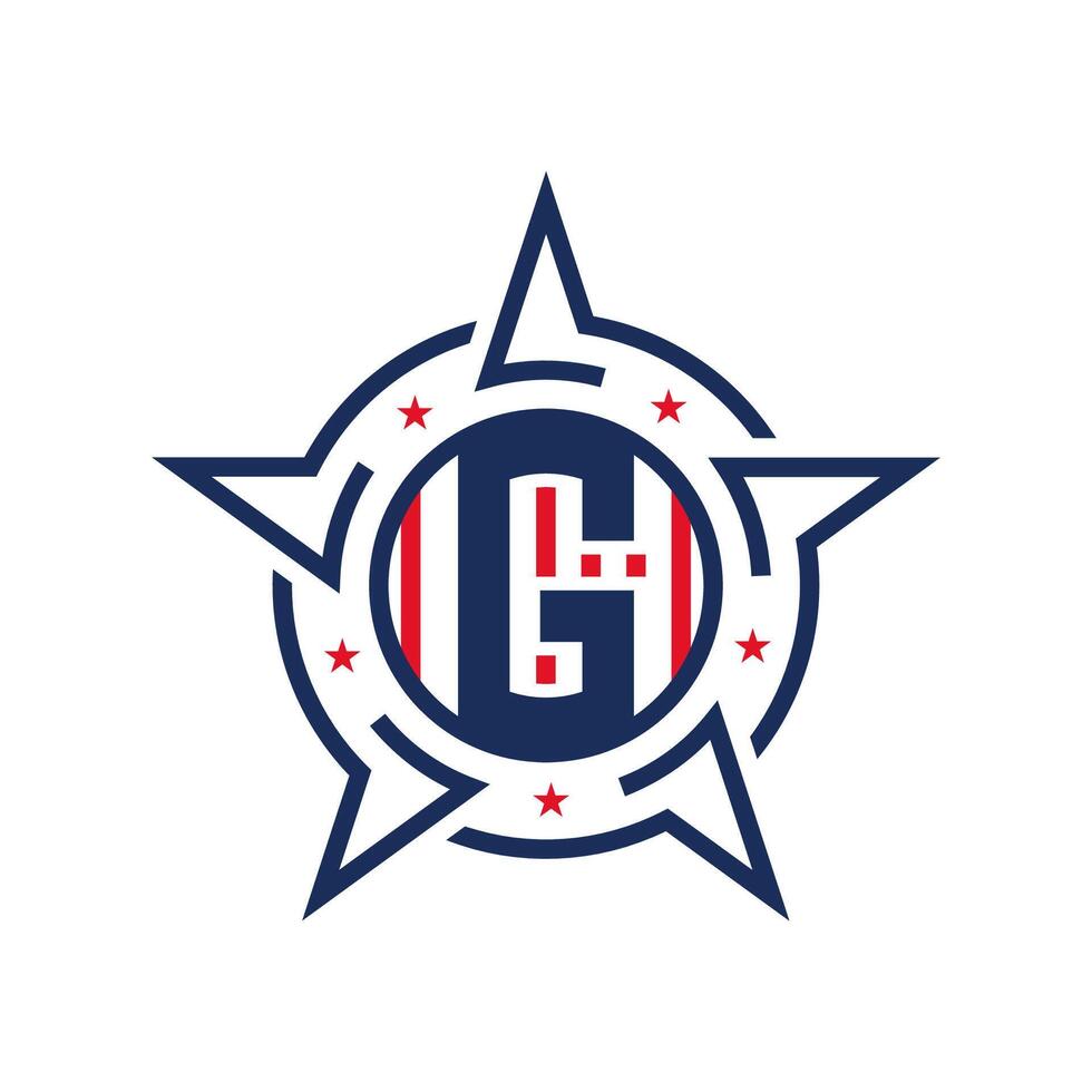 American Patriotic G Logo with Star and Flag. Letter G Patriotic Logo Design vector