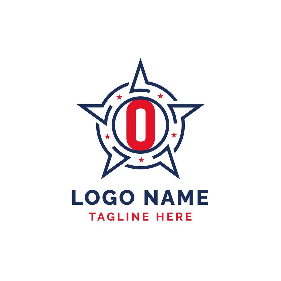 Letter O Star Patriotic Logo Design. Patriotic O Logo with Star vector